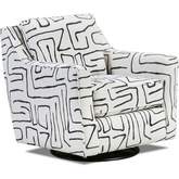 Swivel Glider Accent Chair in Fossil Ebony White Grey Fabric